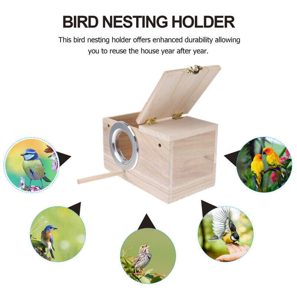 Birds Nest Breeding Box Parakeet Budgie Cockatiel Cage Nesting Window Wooden