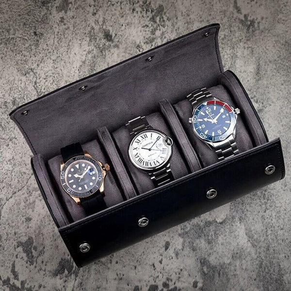 Travel Watch Storage Box Portable Vintage Leather Watch Roll Display Case Pouch
