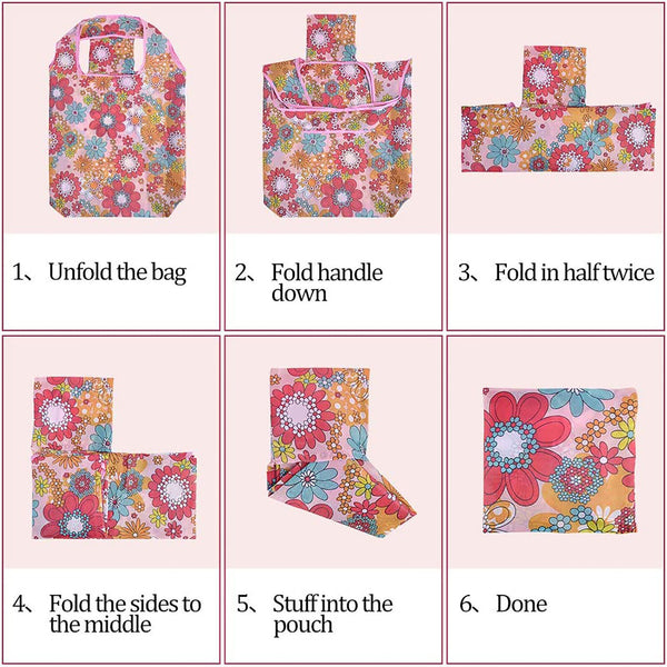 Reusable Foldable Waterproof Shopping Bags Eco-Friendly Foldable Handle Grocery