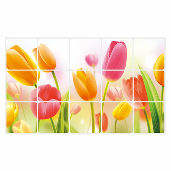 2X Oil Proof Aluminum Foil Sticker Kitchen Floral Wall Home Decor Wall Tiles AU