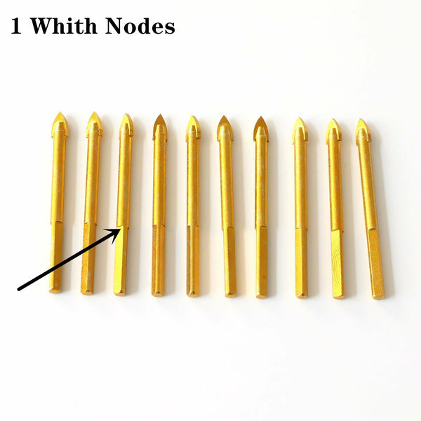 10x Titanium Ceramic Tile Glass Drill Bit Tungsten Carbide Cross Spear Head 6mm