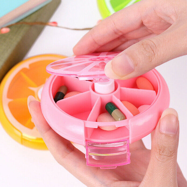 Weekly 7 Day Pill Organiser Case Box Tablet Medicine Dispenser Holder Case Round