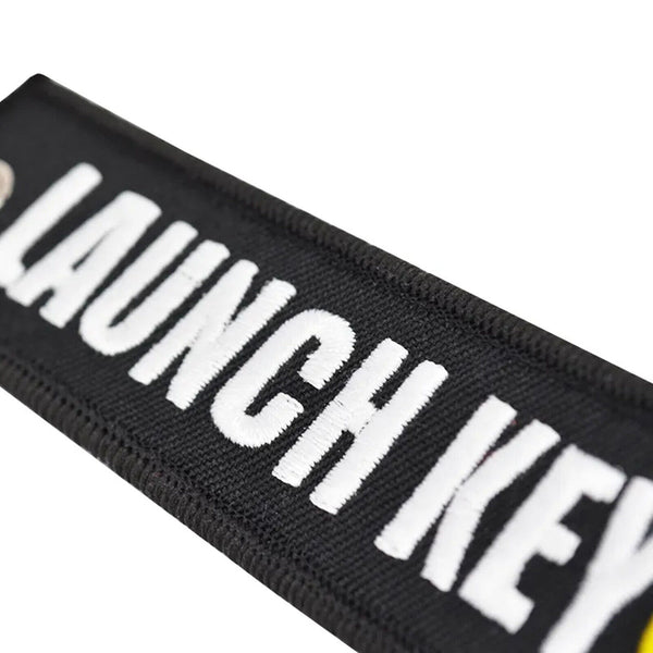 LAUNCH KEY Keychain Embroidered Key Ring Chain Car Bike Keyring Jet Tag Funny AU