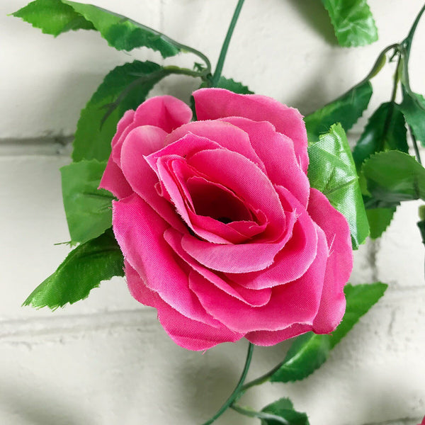 2X=4.8M Artificial Rose Garland Silk Flower Vine Ivy Wedding Yard Garden Decorti