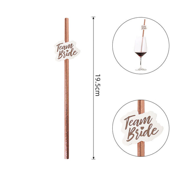 10-100x Rose Gold Team Bride Paper Straws Straw Party Wedding Hens Party Bridal