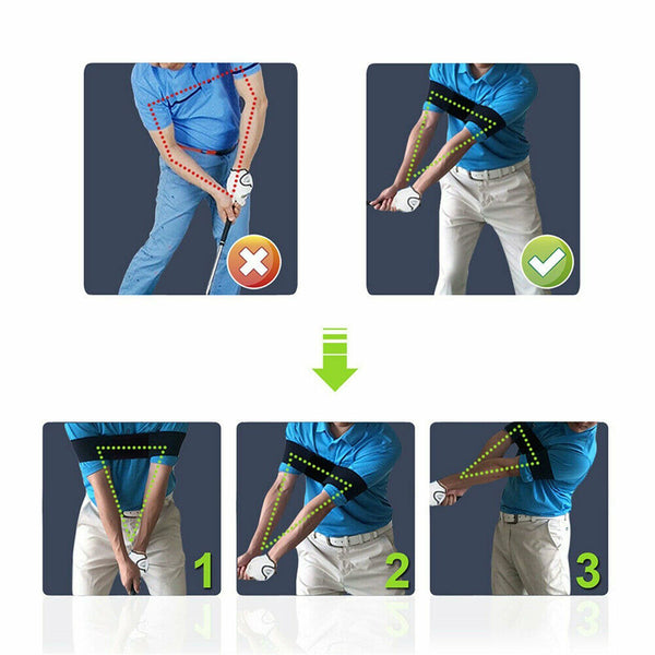 Golf Swing Training Aid Golf Arm Band Posture Motion Correction Belt Free Post