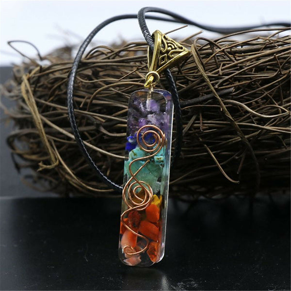 2pcs 7 Stone Necklace Chakra Natural Stone Necklace Yoga Pendant Unisex Pendant