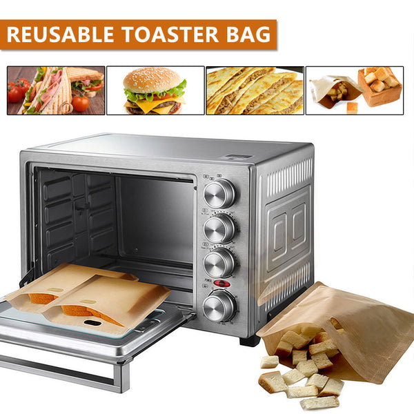 10-30x Non-Stick Reusable Toaster Bags Sandwich Pouch Bag Kitchen Bread Pockets