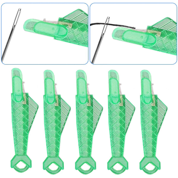 5-50Pcs Green Automatic Quick Sewing Machine Needle Threader Stitch Insertion AU