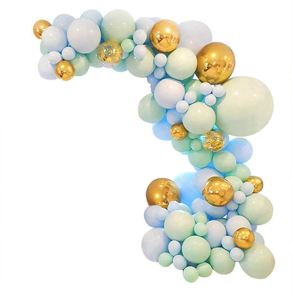 Macaron Mint Blue Golden Garland Arch Balloon Kit Baby Shower Birthday Party
