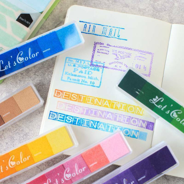 Gradient Color Ink Pad Inkpad Rubber Stamp Oil Based DIY Finger Print 10 Colours