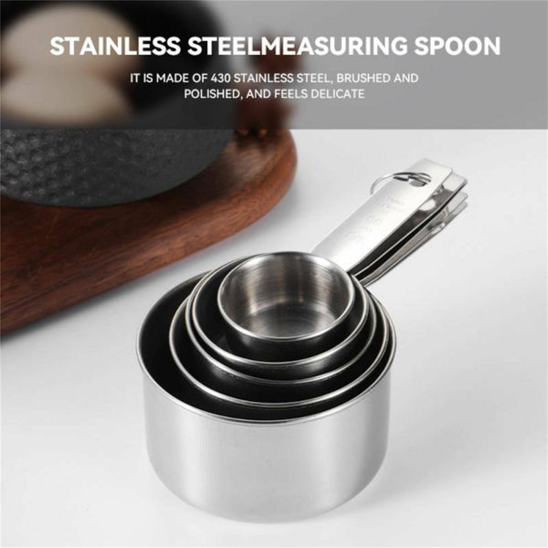 5 Pcs Stainless Steel Measuring Cups and Spoons Set Kitchen Baking Gadget Tools