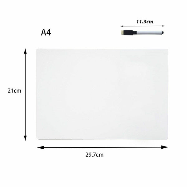 A4 A5 Fridge Magnetic Whiteboard + Board Pen Marker Eraser Memo Reminder Magnet - Lets Party