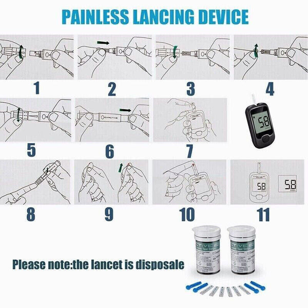Blood Glucose Monitor Diabetes Testing Kit Blood Sugar Meter with 50 Test Strips