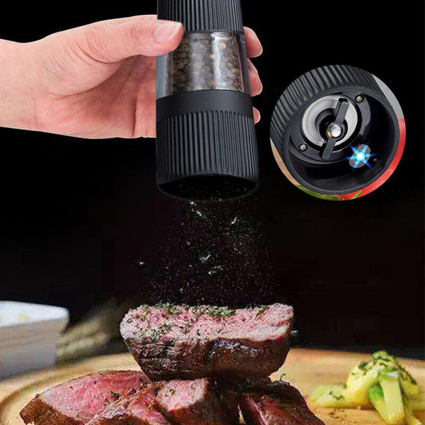 Electric Salt Pepper Mill Grinder Battery Powered LED Light Adjustable