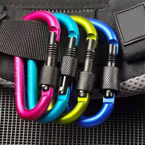 Aluminum Snap Hook Carabiner D-Ring Screw Key Chain Clip Lock Camping Keyring