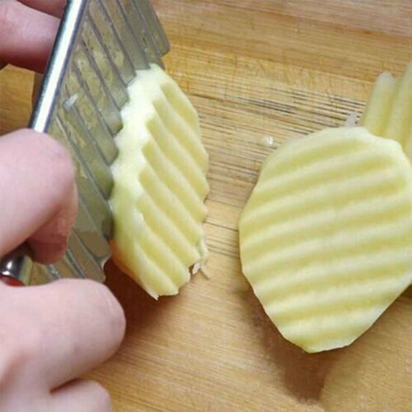 Potato Crinkle Cutter Dough Wavy Slicer Steel Kitchen Vegetable Chip Blade Knife