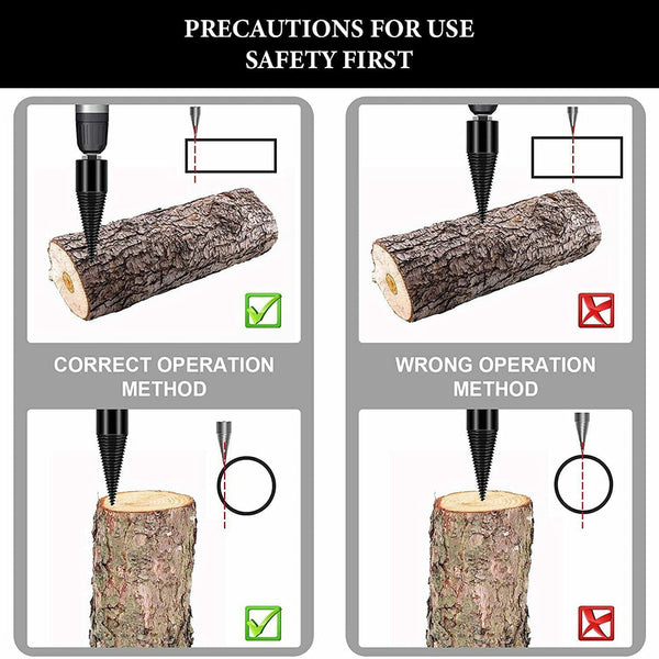 High Speed Twist Firewood Drill Bit Wood Splitter Screw Splitting Cone Driver AU