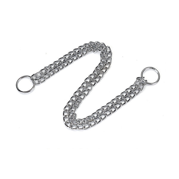 Dog Choker Collar Heavy Duty Double Chain Pet Slip Check Chain Twist Link Chrome