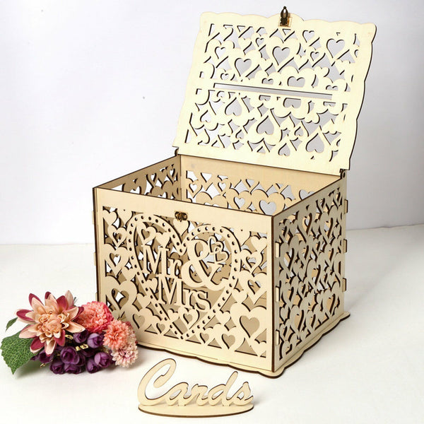 Au Wishing Well Card Box Decorative Wood Carved Wedding Engagement Party Rustic