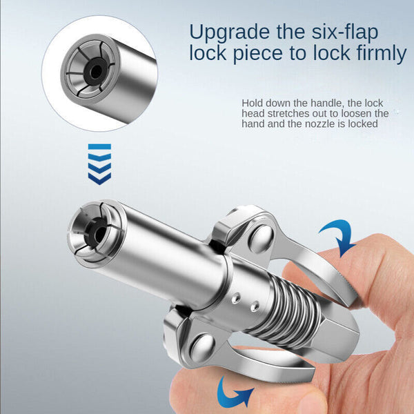 Grease Tool Coupler Heavy-Duty Quick Lock Double Handle Leak-Free Grease Gun AU