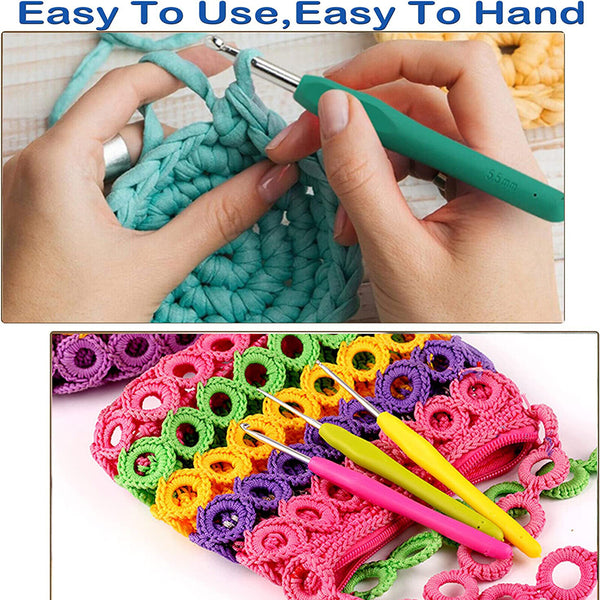 9Pcs Crochet Hooks Kit Sewing Tools Yarn Knitting Needles Soft Grip Set 2-6mm AU