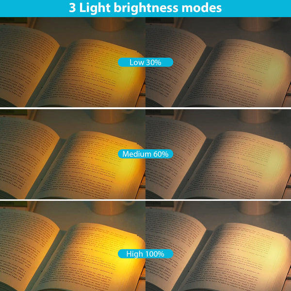Book Night Reading Light USB Rechargeable Clip on Mini LED Lamp White Flexible