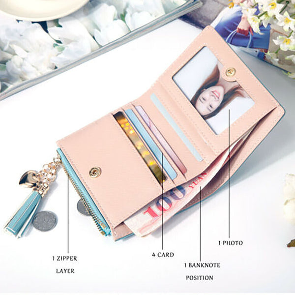 1/4X Women Wallet Short Small Coin Purse Ladies Folding Card Card Holder Leather