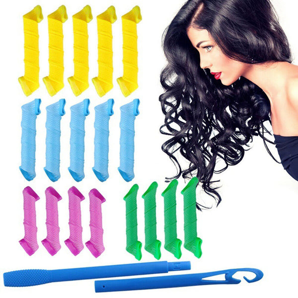 18pcs No Heat Leverage Curlers Formers Spiral Styling Rollers Magic Hair Curler