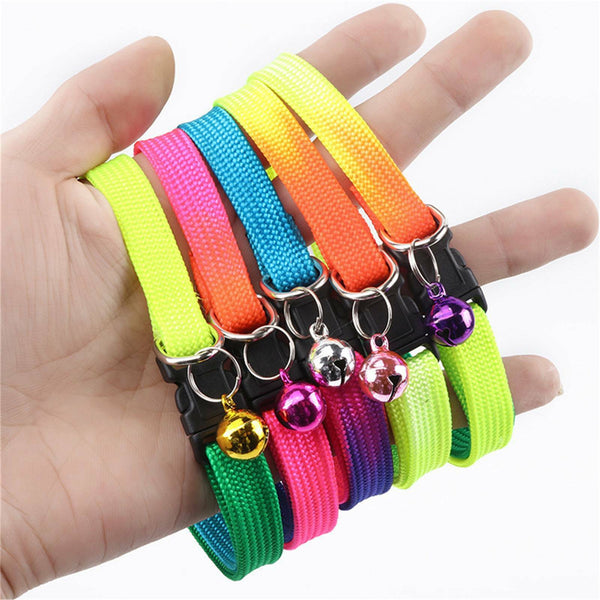 5PCS Dog Kitten Puppy Collar Adjustable Harness Pet Cat Neck Strap with Bell AU