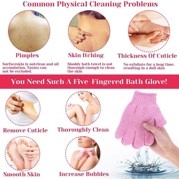 1 Pair Exfoliating Gloves Bath Shower Massage Spa Body Hand Scrub Mitt Towel AU