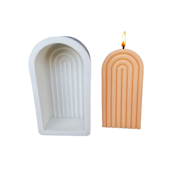 Rainbow U Candle Silicone Mold Striped Making Scented Simple Crafts Moulds DIY