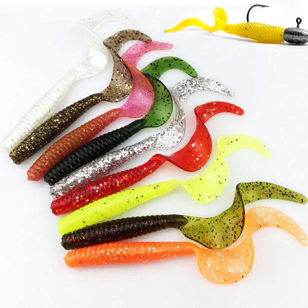 20/40x Soft Plastic Bream Fishing Lures Curly Tackle Bass Cod Tail Lure Bream AU