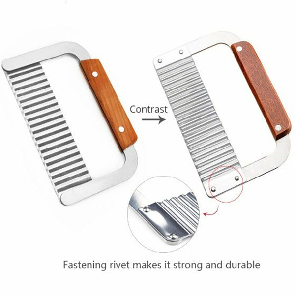 Potato Chip French Fry Slicer Tool Crinkle Wavy Cutter Stainless Steel Vegetable