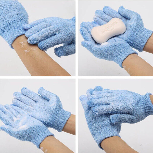 1 Pair Exfoliating Gloves Bath Shower Massage Spa Body Hand Scrub Mitt Towel AU