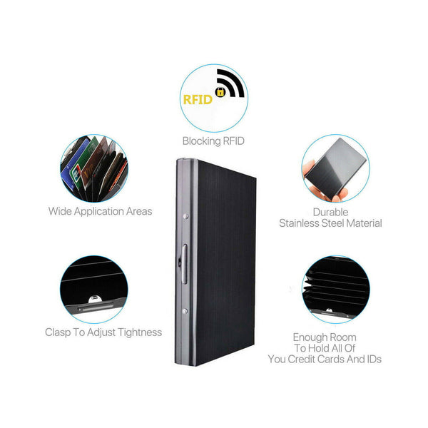 RFID Blocking Stainless Slim Wallet ID Credit Card Holder Case Protector Purse
