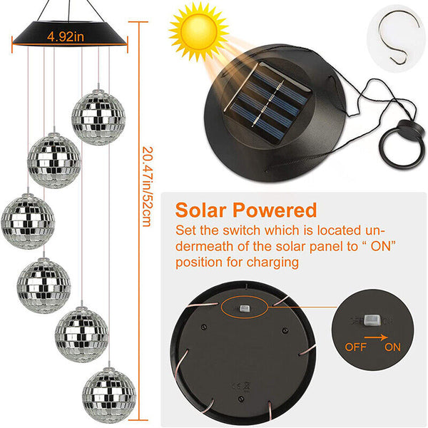 Colour Changing Wind Chimes LED Light Hanging Decor Outdoor Solar Powered Garden