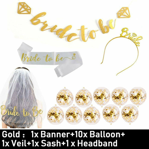 Bride To Be Hen Veil Sash Tiara Hens Night Bridal Shower Wedding Accessories Set