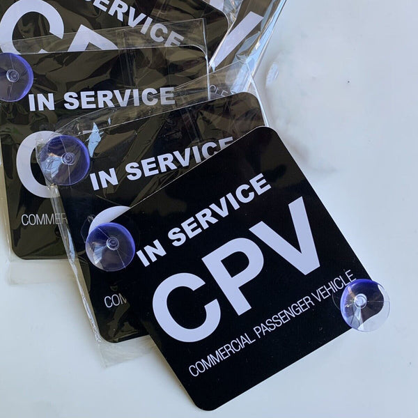 Rear of the CPV windscreen sign showing the suction cup mounting holes