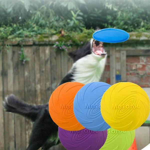 Dog Frisbee Rubber Pet Puppy Safe Exercise Fetch Outdoor Training Toy AU STOCK