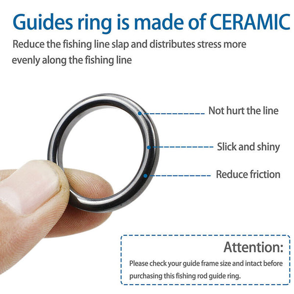 160Pcs 3.7mm-30mm Ceramic Fishing Rod Guide Rings Wear Resistant Rod Repair Kit - Lets Party