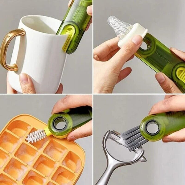 3 in1 Tiny Bottle Cup Lid Detail Multi-Functional Crevice Cleaning Brush