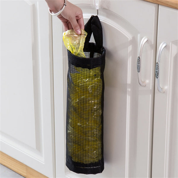 Hanging Holder Trash Mesh Storage Organizer Garbage Bags Plastic Bag Dispenser