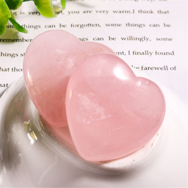 10X Heart Shaped Natural Rose Quartz Crystal Palm Healing Love Gemstone Pink AU