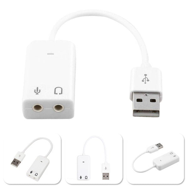 USB to 3D Audio Sound Card External Adapter Virtual 7.1 Channel Mic Headphone AU