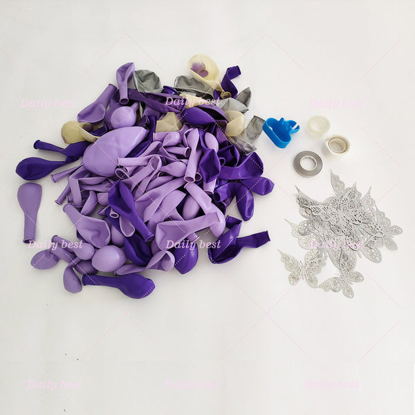 140pcs Butterfly Purple Balloon Arch Kit Garland Birthday Wedding Party Decor AU