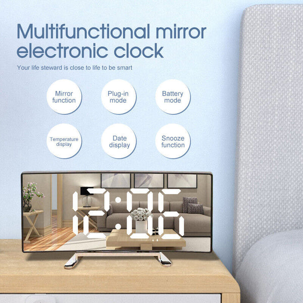 Bedside Digital Clock LED Display Desk Table Time Temperature Alarm Snooze Decor