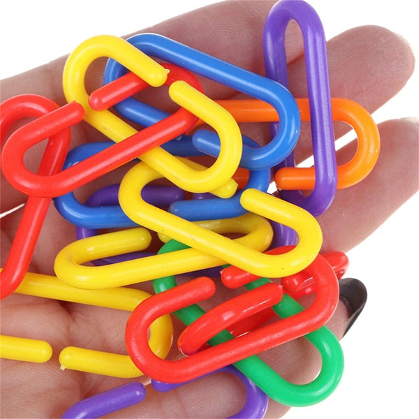 100pcs Plastic C-clips Hooks Chain C-links Sugar Glider Rat Parrot Bird Toy AUS
