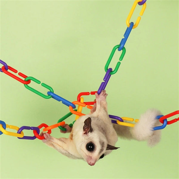 100pcs Plastic C-clips Hooks Chain C-links Sugar Glider Rat Parrot Bird Toy AUS