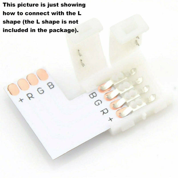 4 Pin 10mm End Connector Clips for LED Strip lights No Soldering 3528 5050 RGB